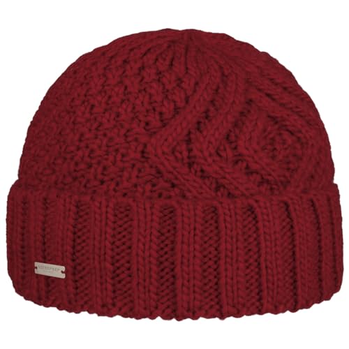 Seeberger Salvirola Umschlagmütze Strickmütze Beanie Damenmütze Wintermütze (One Size - dunkelrot) von Seeberger