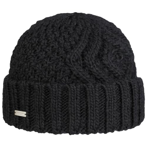 Seeberger Salvirola Umschlagmütze Strickmütze Beanie Damenmütze Wintermütze (One Size - schwarz) von Seeberger