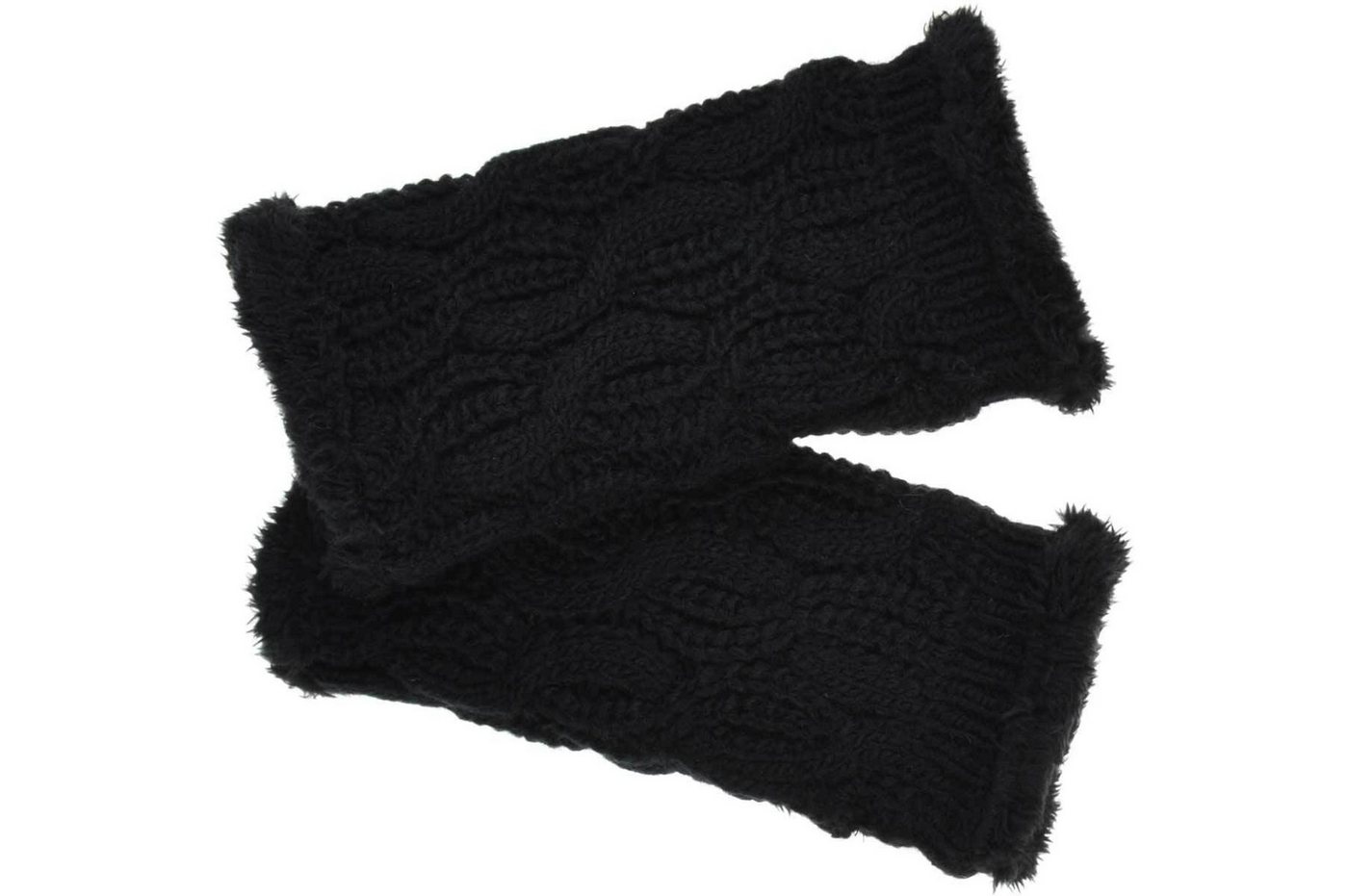 Seeberger Strickhandschuhe Strickstulpe mit Zopfmuster und Kunstfell Futter 19625-0 von Seeberger