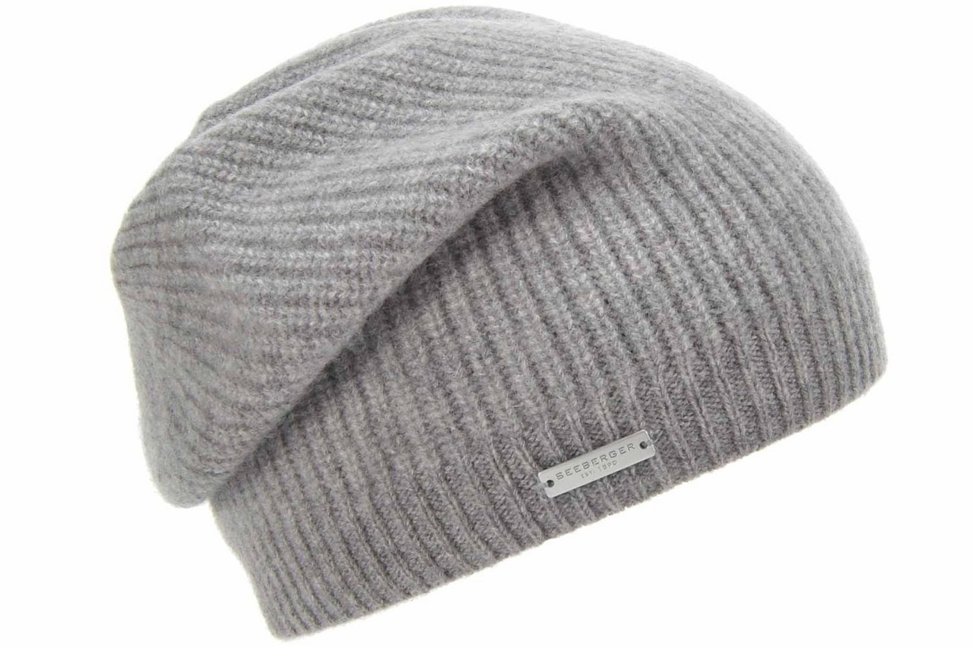 Seeberger Strickmütze Beanie aus 100% Kaschmir im Rippmuster von Seeberger