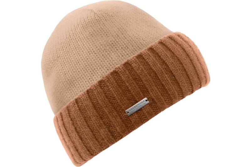 Seeberger Strickmütze Cashmere Mütze mit farbigem Aufschlag 18609-2 von Seeberger