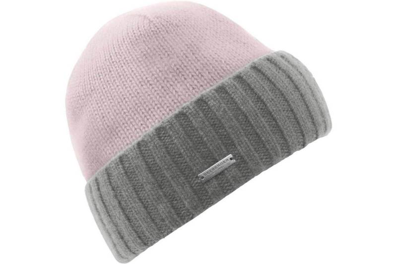Seeberger Strickmütze Cashmere Mütze mit farbigem Aufschlag 18609-2 von Seeberger