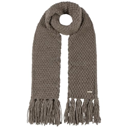 Seeberger Salvirola Strickschal Damenschal Fransenschal Winterschal Damen - mit Fransen Winter Herbst-Winter - One Size taupe von Seeberger