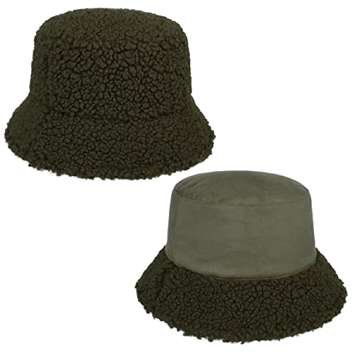 Seeberger Teddy Fur Wendehut Bucket Hat Fischerhut Kunstfellhut Damenhut Stoffhut (One Size - Oliv) von Seeberger