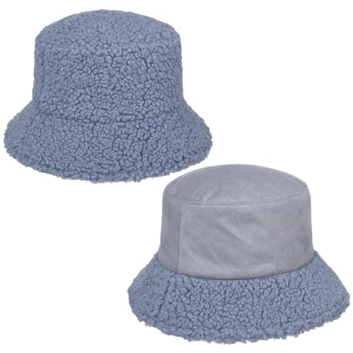 Seeberger Teddy Fur Wendehut Bucket Hat Fischerhut Kunstfellhut Damenhut Stoffhut (One Size - blau) von Seeberger