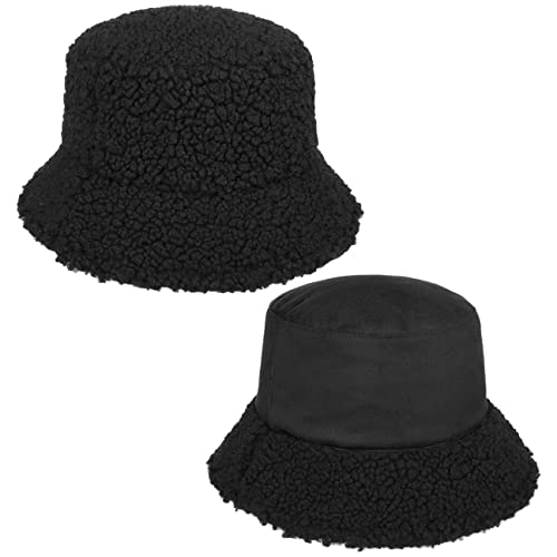 Seeberger Teddy Fur Wendehut Bucket Hat Fischerhut Kunstfellhut Damenhut Stoffhut (One Size - schwarz) von Seeberger