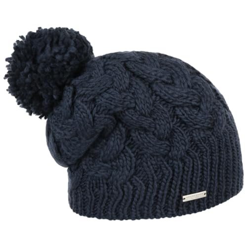 Seeberger Travola Bommelmütze Strickmütze Beanie Damenmütze (One Size - dunkelblau) von Seeberger