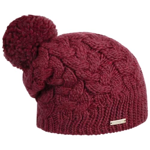 Seeberger Travola Bommelmütze Strickmütze Beanie Damenmütze (One Size - Himbeerrot) von Seeberger