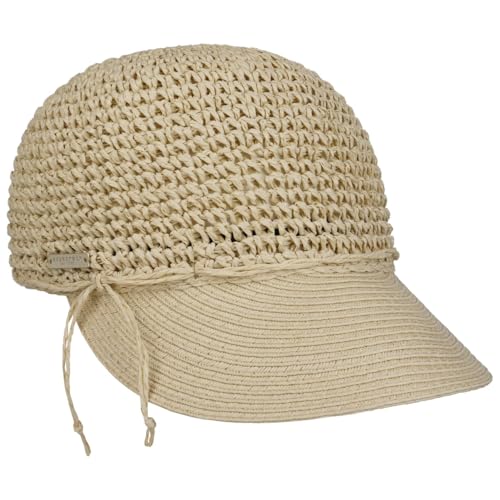 Seeberger Uni Rollable Crochet Cap Damencap Sommercap Sonnencap Sonnenvisor Strohcap Strandcap Damen - mit Schirm Sommer Frühling-Sommer - One Size beige von Seeberger