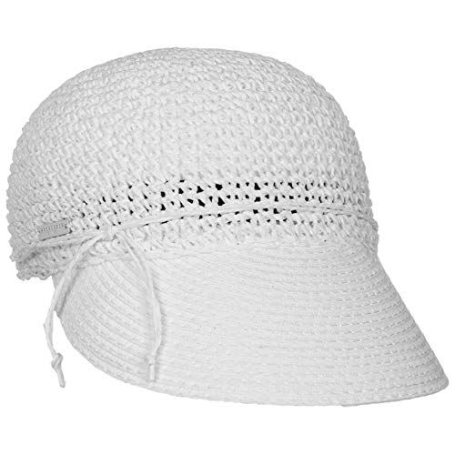 Seeberger Uni Rollable Crochet Cap Damencap Sommercap Sonnencap Sonnenvisor Strohcap Strandcap Damen - mit Schirm Sommer Frühling-Sommer - One Size weiß von Seeberger