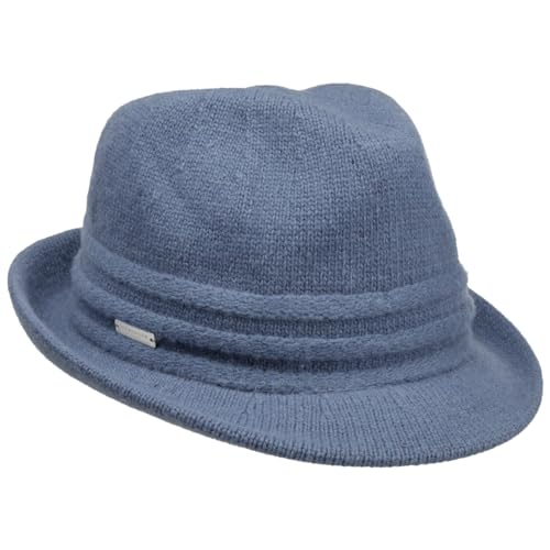 Seeberger Uni Trilby Wollhut Trilbyhut Strickhut Damenhut Damentrilby Wolltrilby (One Size - blau) von Seeberger