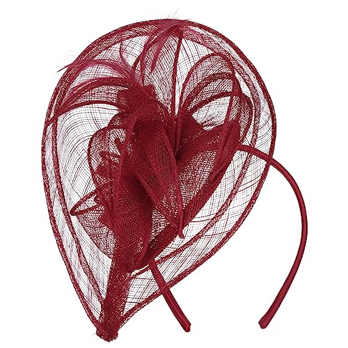 Seeberger Viadina Fascinator mit Federn Anlasshut Strohhut (One Size - dunkelrot) von Seeberger