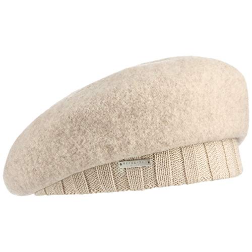 Seeberger Wollfilz Baske mit Strickbund Wollbaske Filzbaske Damenbaske Baskenmütze (One Size - Hellbeige) von Seeberger