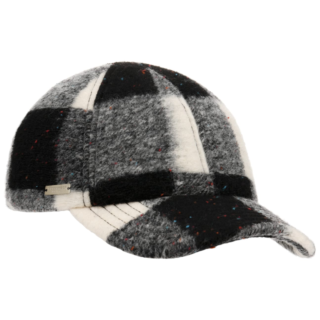 Tricolour Wool Check Cap by Seeberger von Seeberger