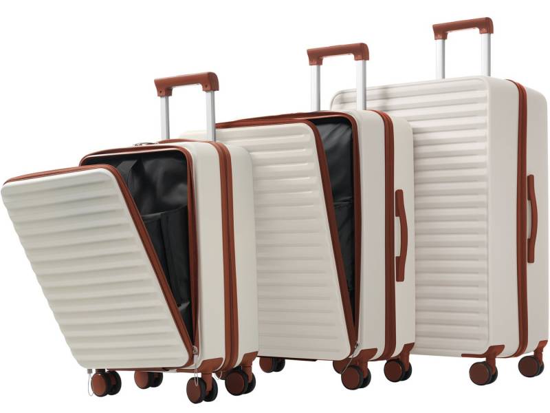 SeedWave Trolleyset 3er-Set Hartschalenkoffer TSA Reisekoffer mit Klappbare Getränkehalter, (Hartschalen-Trolley Set), Drei verschiedene Größe, die Größe L und XL mit seitlichem Häkchen von SeedWave