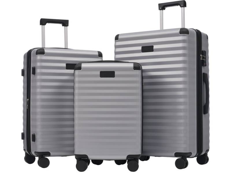 SeedWave Trolleyset 3er-Set Reisekoffer Hartschalenkoffer Rollkoffer mit TSA-Schlössern, (Hartschalen Trolley-Set), Vier 360° Zwillingsrollen, Größe M mit 1 klappbarer Getränkhalterung von SeedWave
