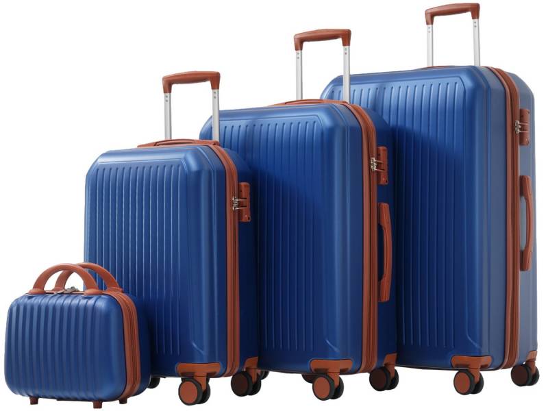 SeedWave Trolleyset 4 Teilige Kofferset Hartschalenkoffer Reisekoffer mit Reißverschlüssen, (Hartschalen-Trolley Set), 1 Handkoffer, 3 RollKoffers mit TSA-Schlössern und vier 360° Rädern von SeedWave