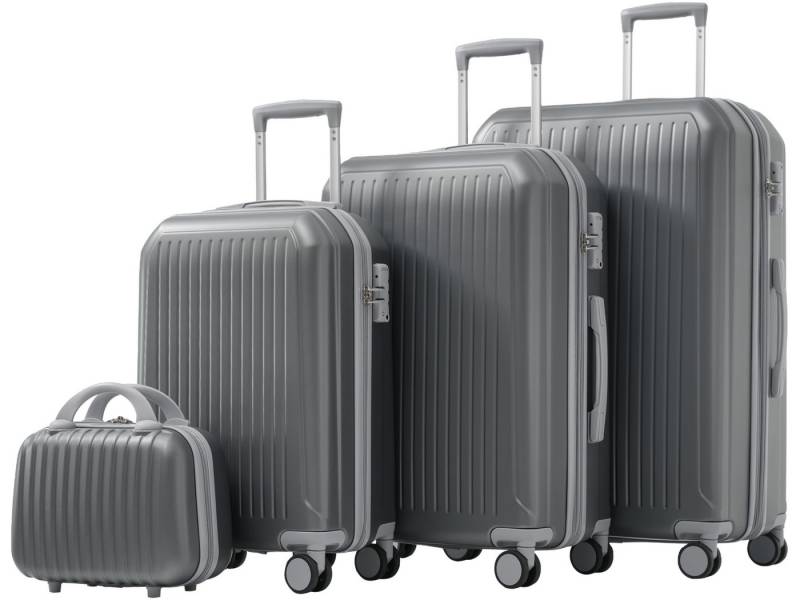 SeedWave Trolleyset 4 Teilige Kofferset Hartschalenkoffer Reisekoffer mit Reißverschlüssen, (Hartschalen-Trolley Set), 1 Handkoffer, 3 RollKoffers mit TSA-Schlössern und vier 360° Rädern von SeedWave