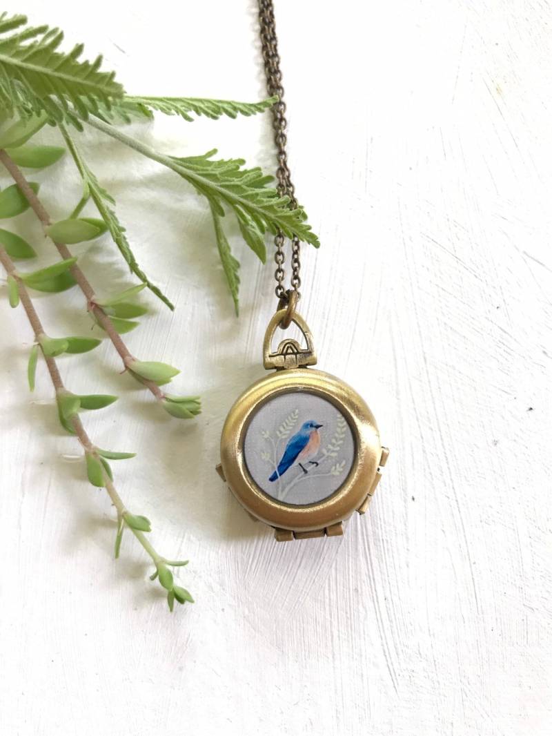 Bluebird Locket Halskette, Vogel Kunstdruck, Foto Andenken Bluebird Locket Halskette, Vogel Kunstdruck, Foto Andenken von SeedandSky