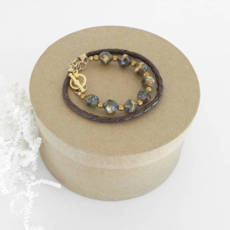 Perlenarmband Wrap Braun Leder Frau Auf Erden Reiz, Begeistert Perlenarmband Wrap Braun Leder Frau Auf Erden Reiz, Begeistert von SeedlingDesigns