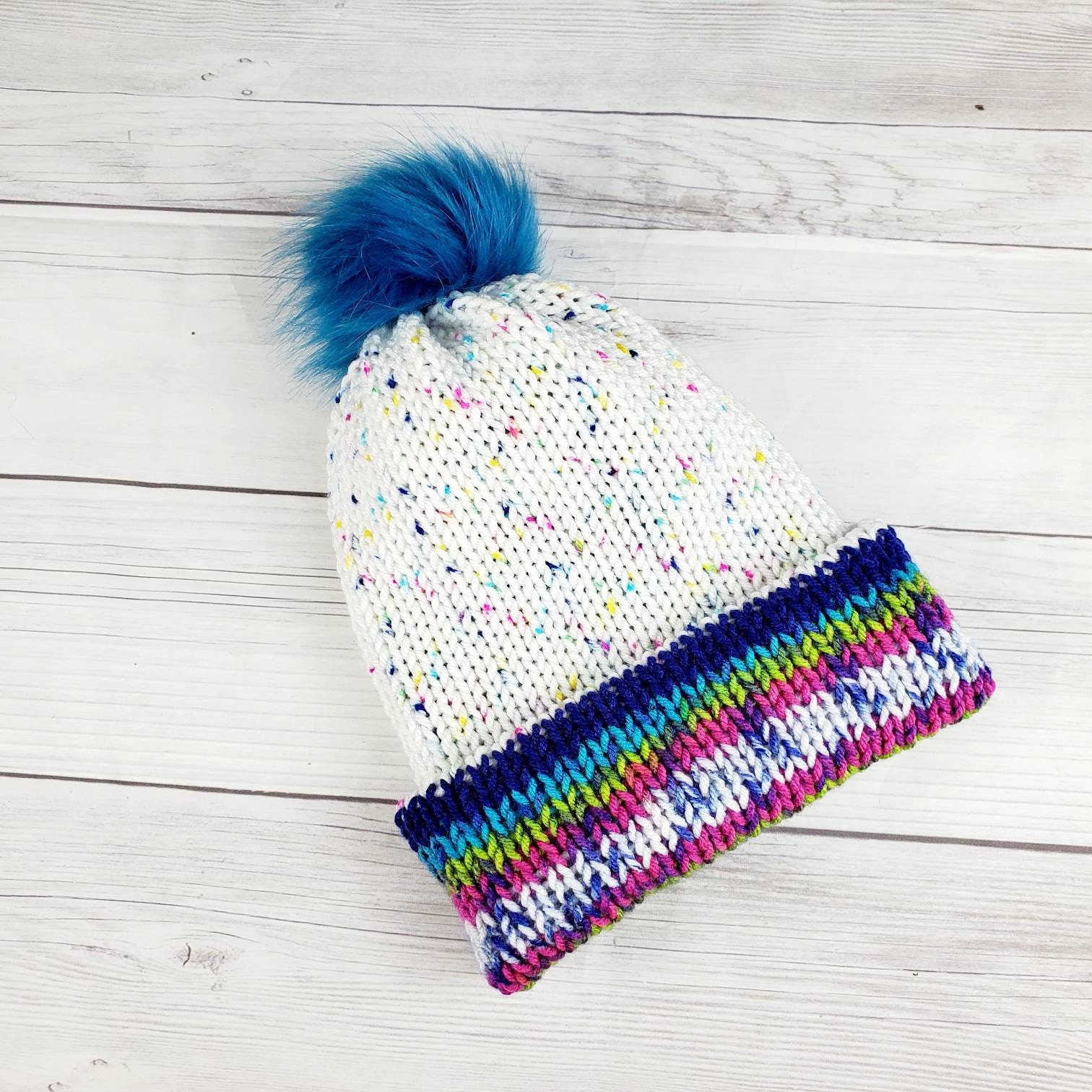 Beanie Damen Tiktok Teen Child Double Layer Strick Bunte Funfetti von SeedsnStitches