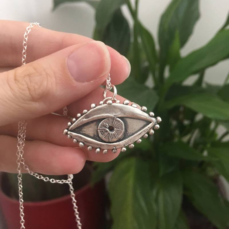 925Er Silber Evil Eye Anhänger, Recycelt Und Nachhaltig, Good Luck Amulett von SeekerJewellery