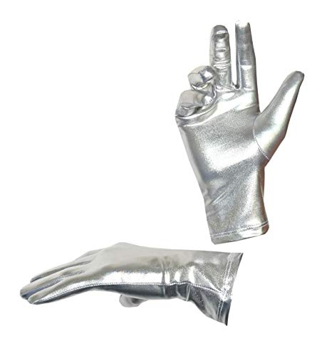 Seeksmile Unisex Spandex Handschuhe glänzend Metallic - Silber - Medium von Seeksmile