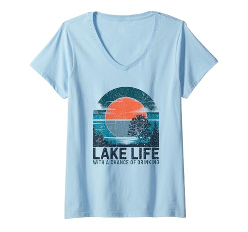 Damen Lustiges Seeleben Design Wochenendvorhersage Trinken T-Shirt mit V-Ausschnitt Damen Lustiges Seeleben Design Wochenendvorhersage Trinken T-Shirt mit V-Ausschnitt von Seeleben Wochenende Angeln Sommer Spaß Trinken