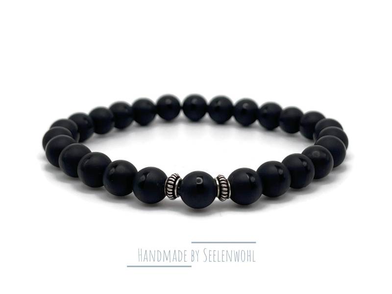 Achat Matt Armband Schwarz Edelsteinarmband von Seelenwohl