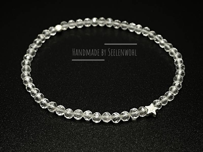 Bergkristall Facettiert Edelsteinarmband Stern Silber von Seelenwohl
