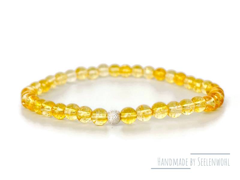 Citrin Armband Minimalistisch Silber Edelsteinarmband Gelb von Seelenwohl