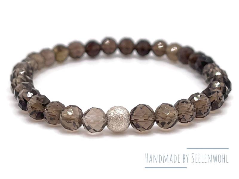 Funkelndes Rauchquarz Armband Silber Facettiert Edelstein von Seelenwohl
