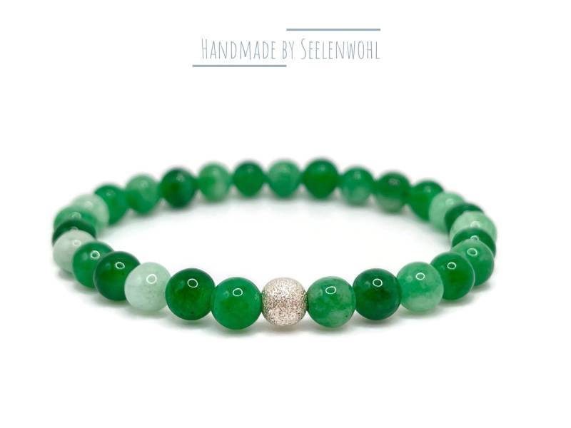 Grünes Jade Armband Silber Edelstein Perlen Grünes Jade Armband Silber Edelstein Perlen von Seelenwohl