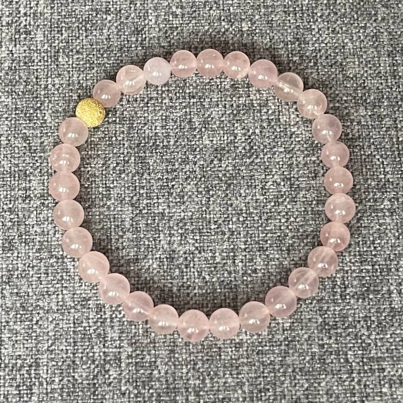 Madagaskar Rosenquarz Armband Selbstliebe Edelstein Schmuck Gold von Seelenwohl