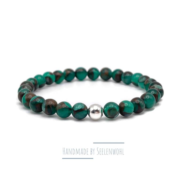 Mosaik Quarz Armband Edelsteinarmband Grün Silber von Seelenwohl