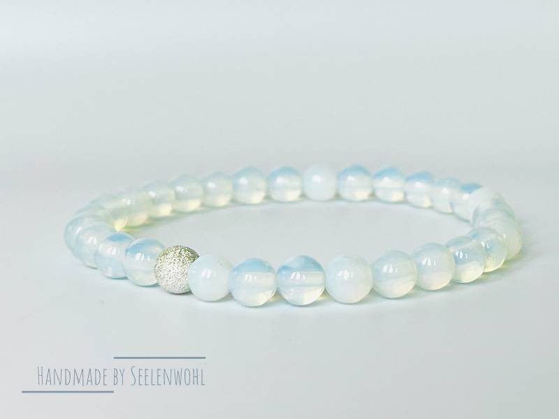 Opalit Armband Silber Edelstein Schmuck Weiß von Seelenwohl