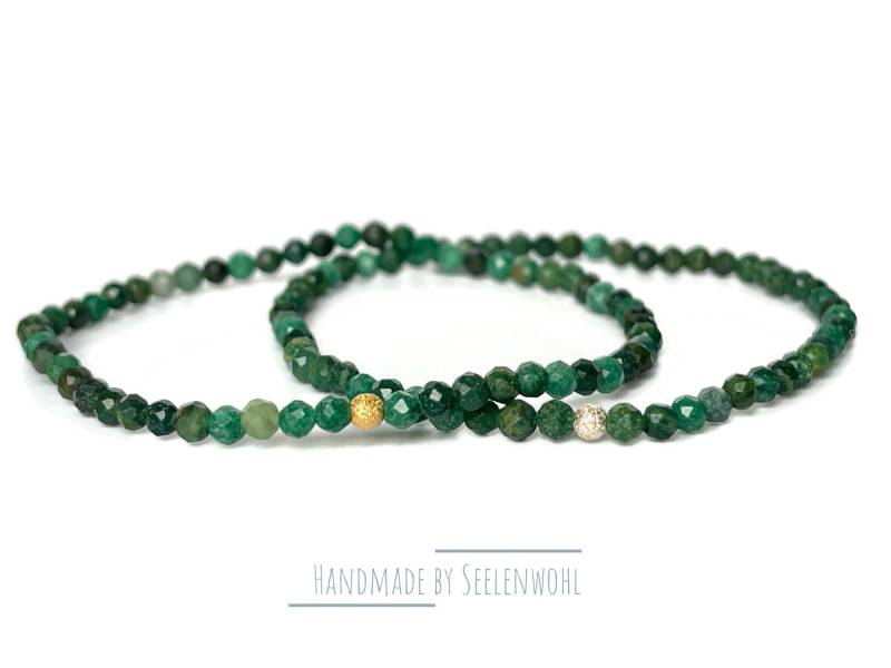 Smaragd Armband Minimalistisch Edelstein Schmuck Grün von Seelenwohl