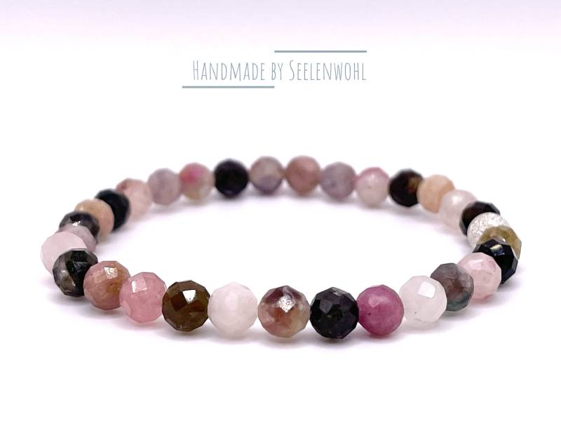 Turmalin Armband Schutzschild Facettiert Silber Edelstein Schmuck Bunt von Seelenwohl