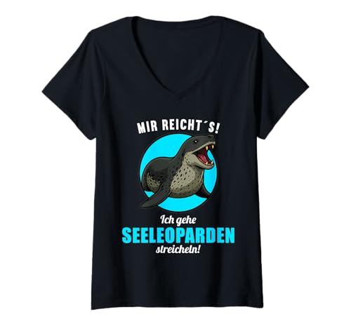 Damen Seeleoparden Seeleopard T-Shirt mit V-Ausschnitt Damen Seeleoparden Seeleopard T-Shirt mit V-Ausschnitt von Seeleoparden Seeleopard Tier Shop