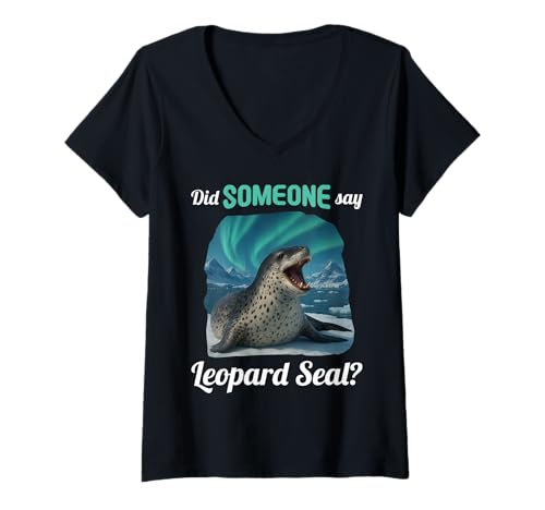 Damen Seeleoparden Seeleopard T-Shirt mit V-Ausschnitt Damen Seeleoparden Seeleopard T-Shirt mit V-Ausschnitt von Seeleoparden Seeleopard Tier Shop