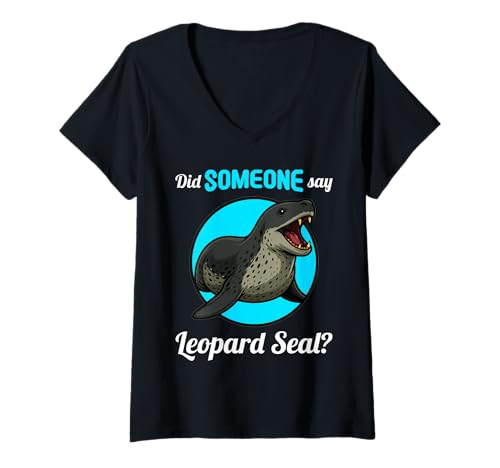 Damen Seeleoparden Seeleopard T-Shirt mit V-Ausschnitt Damen Seeleoparden Seeleopard T-Shirt mit V-Ausschnitt von Seeleoparden Seeleopard Tier Shop