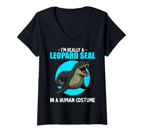 Damen Seeleoparden Seeleopard T-Shirt mit V-Ausschnitt Damen Seeleoparden Seeleopard T-Shirt mit V-Ausschnitt von Seeleoparden Seeleopard Tier Shop
