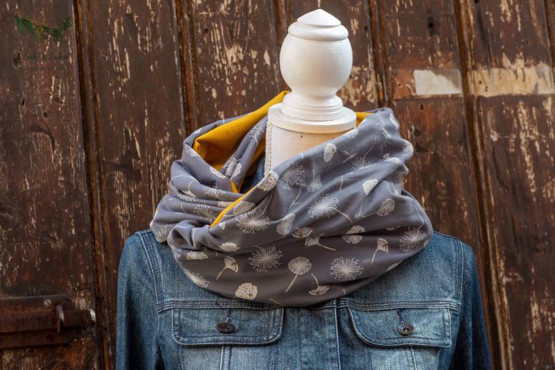 Fara Xxl Loopschal/Schlauchschal Pusteblume Grau & Gelb von SeeleundFadenShop