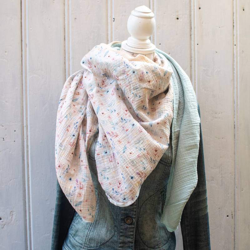 Faye - Xxl Musselin Wickeltuch/Wickelschal Mini Anker Rosa & Grau Tuch von SeeleundFadenShop