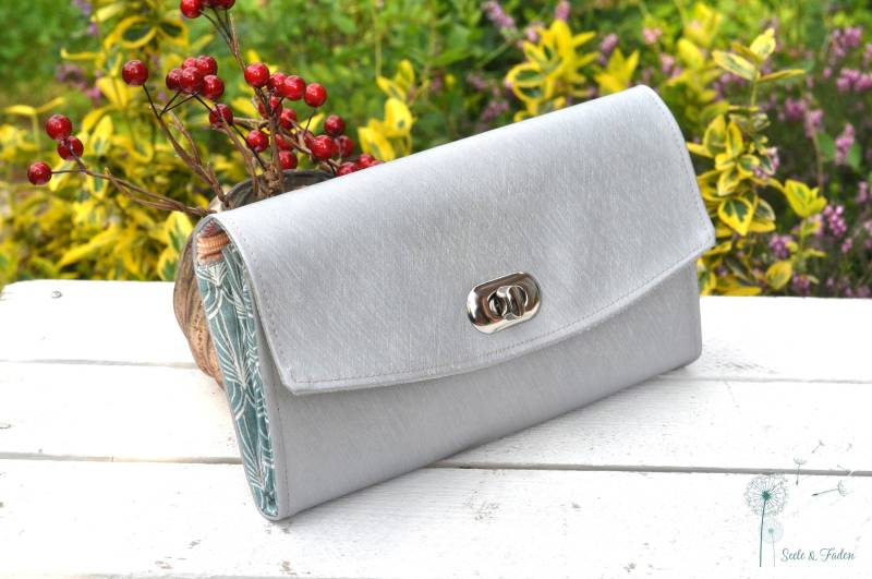 Geldbörse Xl/Portemonnaie Allin "Silber" Rose & Türkis von SeeleundFadenShop