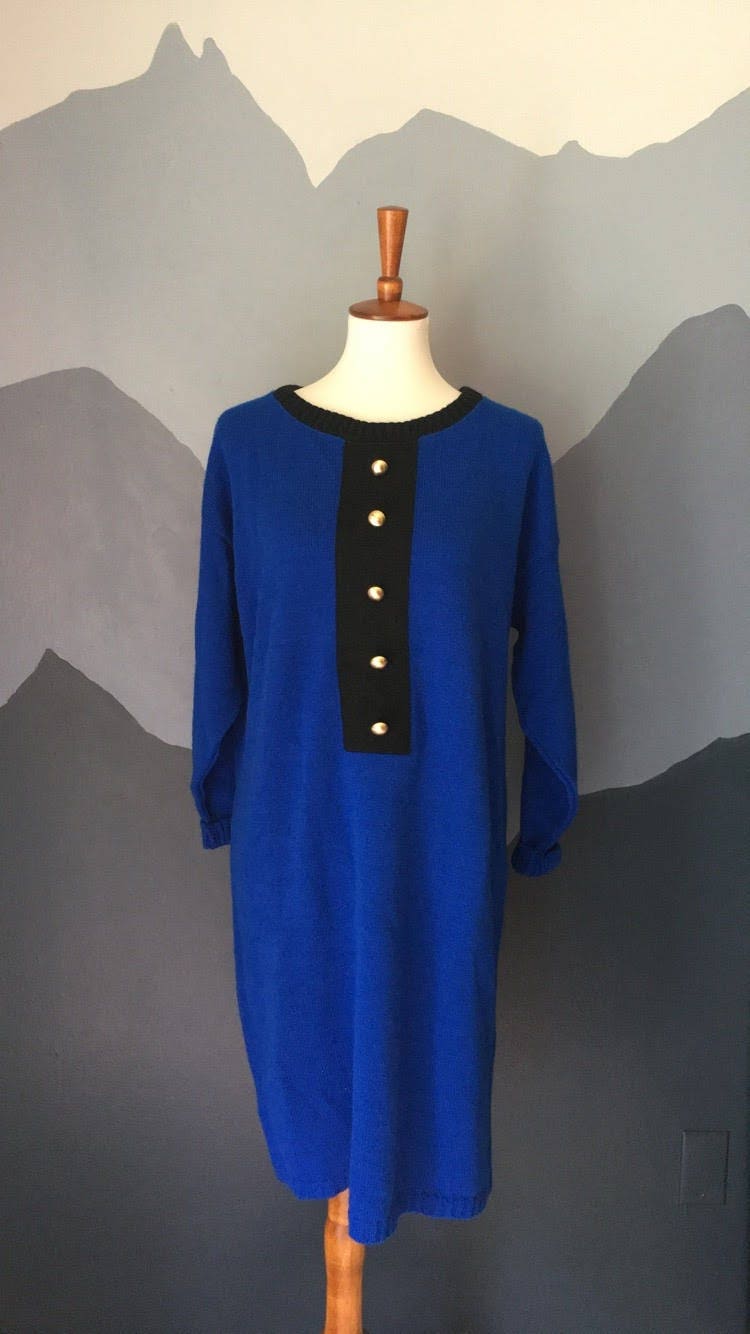 Spaß Vintage Leuchtend Blauen Pullover Kleid-Anthony Richards Kleid - Groß Spaß Vintage Leuchtend Blauen Pullover Kleid-Anthony Richards Kleid - Groß von SeelwithaKiss