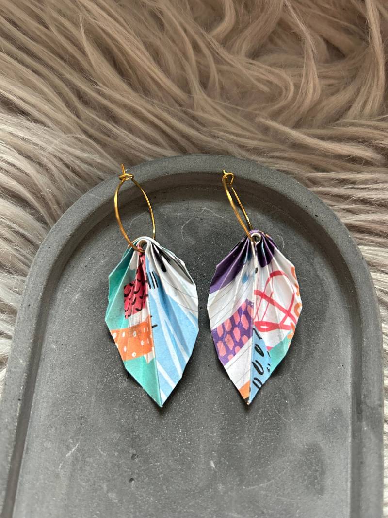 Ohrringe Aus Papier | Origami Creole Bunt Artist Edition von Seemannsanker