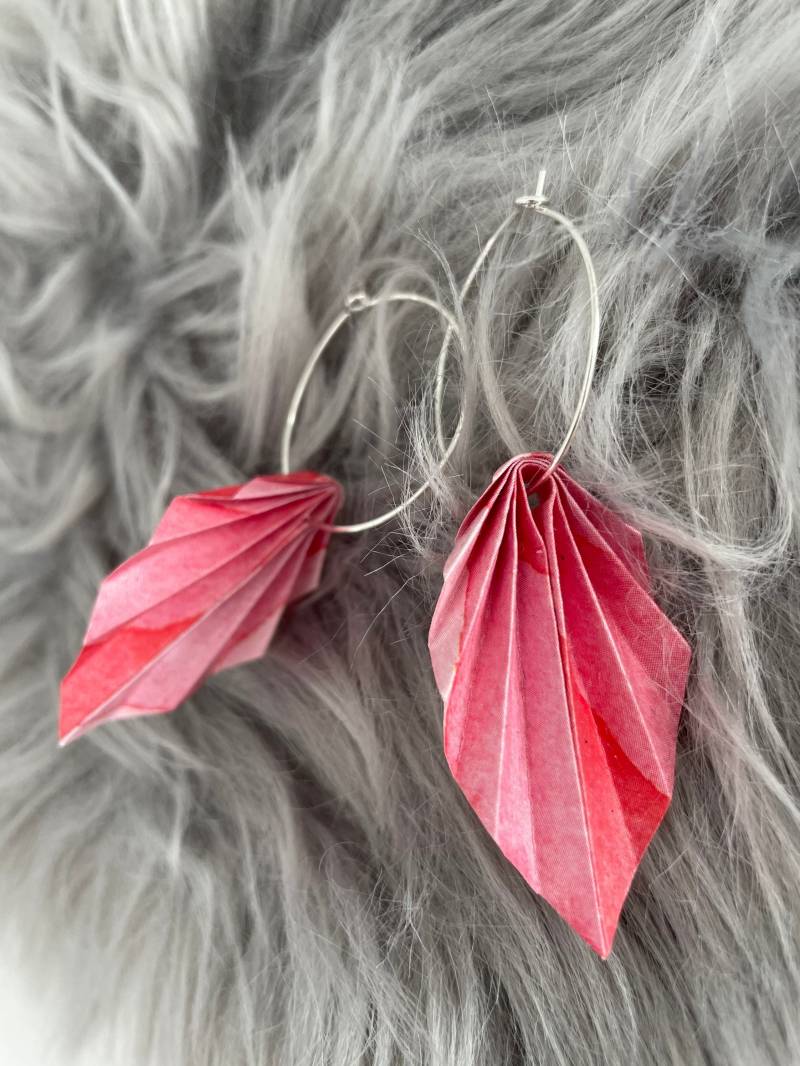 Ohrringe Aus Papier | Origami Creole Rot von Seemannsanker