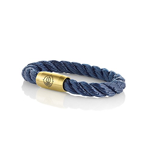 Seemannsgarn Männer Armband aus echtem Segeltau gedreht 8 mm dunkelblau mit coolem Magnetverschluss aus Edelstahl. 21 cm lang von Seemannsgarn