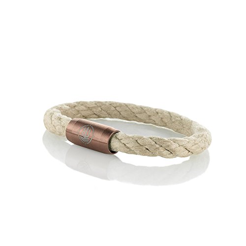 Seemannsgarn Männer Armband aus echtem Segeltau gedreht 8 mm hanffarben mit coolem Magnetverschluss aus Edelstahl. 21 cm lang von Seemannsgarn